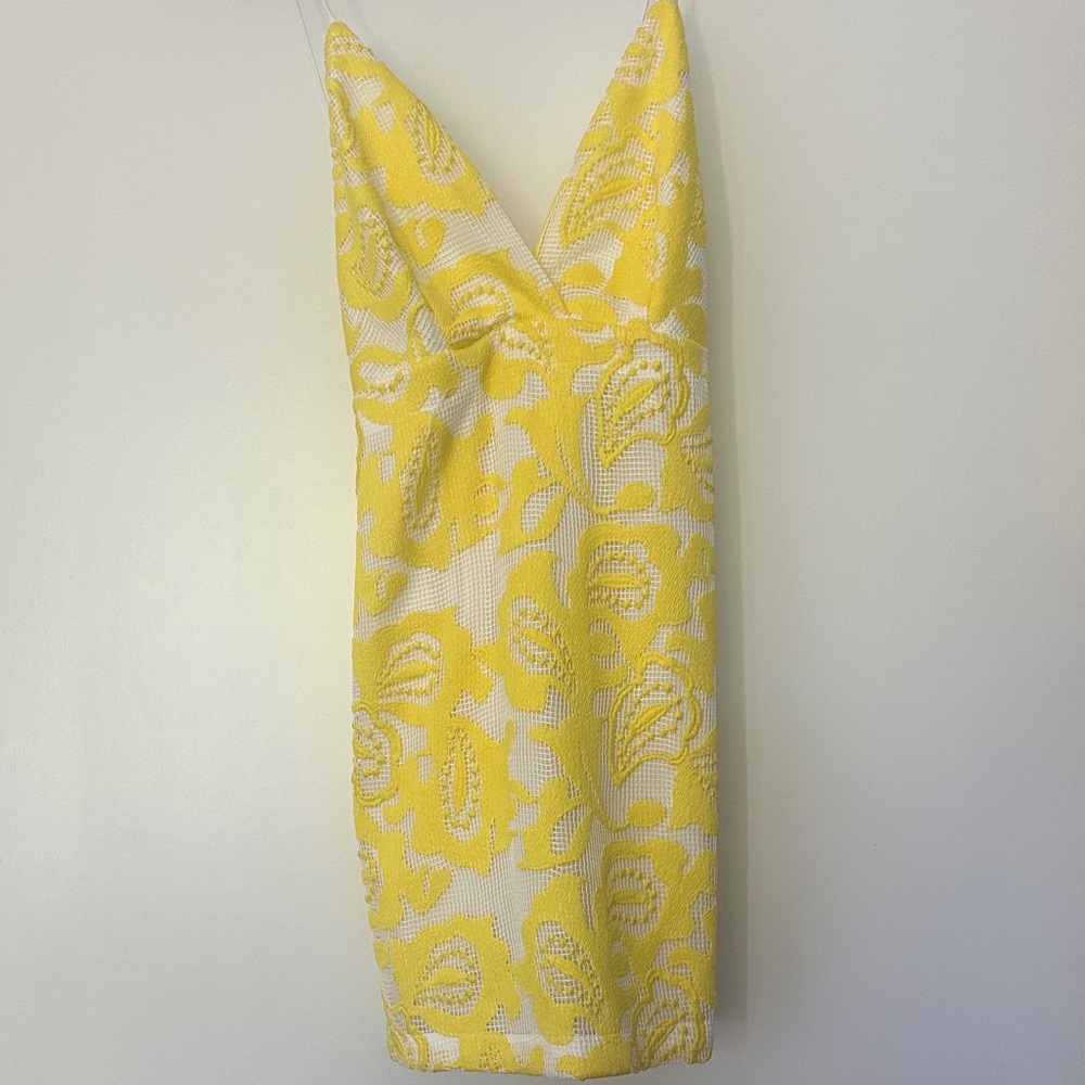 Maeve V-Neck Yellow and White Mini Dress